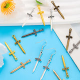 10PCS 6 colors Mixed Alloy Charms Knight Sword Knife Gun Weapons Pendant For DIY Handmade Jewelry Material 10*34mm M98