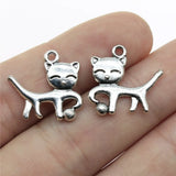 10pcs 19x18mm 2 Colors Antique Bronze Color Antique Silver Color Cat Charms For DIY Jewelry Making