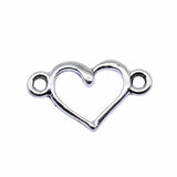 40Pcs/Lot 15*9mm Antique Silver Color Hollow Heart Connector Charms For Jewelry Making DIY Jewelry Findings