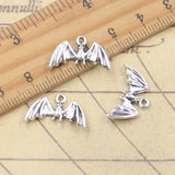 20 piezas dijes de murciélago de Halloween 11x19mm colgantes de Color plata antigua para hacer joyería tibetana hecha a mano DIY