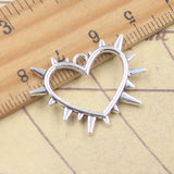 10 Uds. De dijes de espina, corazón de ronca, 21x28mm, colgantes de Color plata antigua, fabricación de joyería tibetana hecha a mano DIY