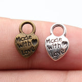 10pcs 9x14mm 2 Colors Antique Bronze Color Antique Silver Color Made With Love Heart Charms For DIY Jewelry Making