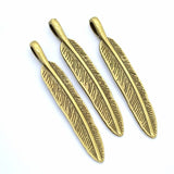 5pcs 4 colors feather Charms Pendant For Metal Alloy DIY Necklace keychain Jewelry Marking 55*10mm D327