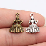 20pcs 21x14mm 2 Colors Antique Bronze Color Antique Silver Color Bow-Knot Dress Girl Charms For DIY Jewelry Making