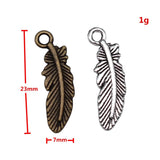 10pcs 7x23mm 2 Colors Antique Bronze Color Antique Silver Color Feather Charms For DIY Jewelry Making