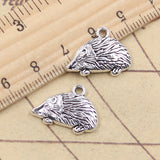 Dijes de 20 piezas de erizo de Animal, colgantes de Color plateado tibetano, fabricación de joyas antiguas, artesanía hecha a mano DIY, 15x20mm