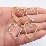 10pcs 35x29mm Rhodium Color Hammer Pattern Hollow Heart Charms For DIY Jewelry Making