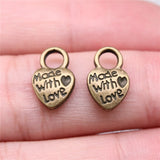 10pcs 9x14mm 2 Colors Antique Bronze Color Antique Silver Color Made With Love Heart Charms For DIY Jewelry Making
