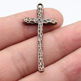 10pcs 47x21mm 2 Colors Antique Silver Color Antique Copper Color Hammered Cross Pendant For DIY Jewelry Making