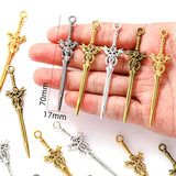10PCS 5 colors Mixed Alloy Charms Knight Sword Knife Gun Weapons Pendant For DIY Handmade Jewelry Material M97