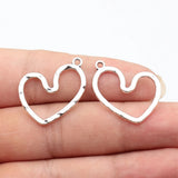 20pcs 26x21mm 5 Colors Hammer Pattern Hollow Heart Charms For DIY Jewelry Making