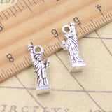 10 Uds. De dijes de Estatua de la libertad de Nueva York, 21x7x6mm, colgantes de Color plata antigua, fabricación tibetana, joyería artesanal hecha a mano DIY