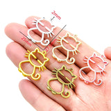 10pcs 5colors Zinc alloy Filigree Stamping Pendants cat Hollow Metal Charms DIY Necklace earrings Jewelry Accessories 28mmx 25mm