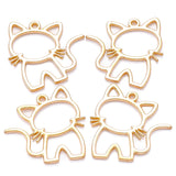 20pcs 5colors Zinc alloy Filigree Stamping Pendants cat Hollow Metal Charms DIY Necklace earrings Jewelry Accessories 27mmx 25mm