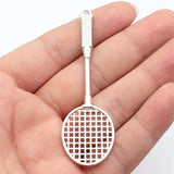2pcs 82x26x5mm 4 Colors Rhodium Color Badminton Racket Charm