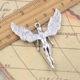 5 uds dijes Ángel 56x50mm colgantes de Color plata antigua fabricación DIY joyería tibetana hecha a mano
