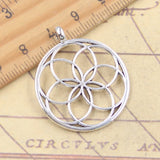 10 Uds. De dijes Datura stramonium Yoga Life Flower 35x30mm colgantes de Color plata antigua para hacer hallazgo tibetano hecho a mano DIY