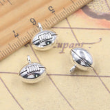 10 Uds. De dijes 3D de Rugby, fútbol, ​​13x13x9mm, colgantes de Color plata antigua, fabricación de joyería tibetana hecha a mano DIY