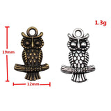10pcs 19x12mm 2 Colors Antique Bronze Color Antique Silver Color Double Sided Owl Charms For DIY Jewelry Making