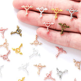 30pcs 6 colors Angel Wings Heart Keys Charms metal Earring necklace Pendants for Jewelry Making DIY Handmade Craft 15*14mm O251