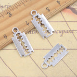 20 piezas dijes cuchillo hoja de afeitar 24x11mm colgantes de Color plata antigua fabricación DIY joyería tibetana hecha a mano