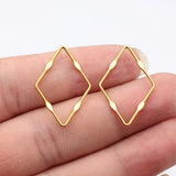 40pcs 30x20mm Kc Gold Color Rhodium Color Embossed Openwork Rhombus Geometric Charms For DIY Jewelry Making