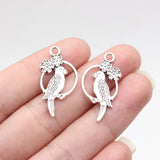 20pcs 29x15mm 3 Colors Antique Bronze Color Antique Silver Color Antique Gold Color Double-Sided Flower And Bird Charms