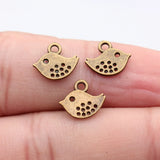 40pcs 11x9.8x1mm 2 Colors Antique Bronze Color Antique Silver Color Bird Charms For DIY Jewelry Making