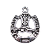 10pcs 25x19mm Gun Black Color Cowboy Boots Horse Shoe Charms For DIY Jewelry Making