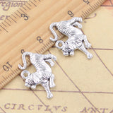 10 Uds. De dijes de tigre Animal, 18x24mm, colgantes de Color plata tibetana, fabricación de joyería antigua, artesanía hecha a mano DIY
