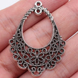 10 conectores geométricos de flores para pendientes, de 41 x 31 mm, color plata antigua, para hacer joyas hechas a mano.