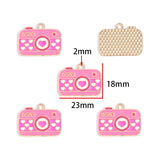 20-Piece Heart-Shaped Pink Valentine's Day Alloy Enamel Pendant DIY Necklace Bracelet Charms Jewelry Making Accessories W627