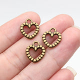 20pcs 14x12mm 2 Colors Antique Bronze Color Antique Silver Color Heart Charms For DIY Jewelry Making