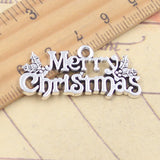 10 Uds. De dijes de Feliz Navidad, colgantes de Color plata tibetana de 16x36mm, fabricación de joyería antigua, artesanía hecha a mano DIY