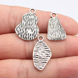 5pcs 23x14mm/26x17mm/27x14mm Antique Silver Color Irregular Geometric Textured Charms For DIY Jewelry Making