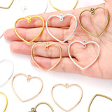 10pcs 5 Color Double hole Hollow heart shaped Charm for Necklace Keyring Pendant  DIY Handmade Jewelry Accessories 35*33mm A132
