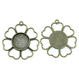 10pcs Fit 14mm Antique Bronze Color Round Flower Cameo Cabochon Base Setting For DIY Jewelry Making Jewelry Findings