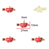 10-Piece Red Valentine's Day Enamel Charm Bracelet, Earrings, Metal Keychain Pendant Jewelry Accessories Set W577