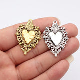 5pcs 41x29mm 2 Colors Antique Silver Color Antique Gold Color Gothic Skull Heart Charms For DIY Jewelry Making