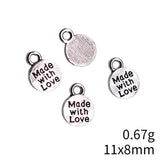 40pcs 11x8mm 2 Colors Antique Silver Color Antique Gold Color Round Made With Love Charms For DIY Jewelry Making