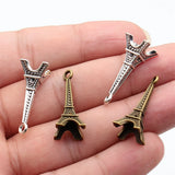 4pcs 29x11x11mm 2 Colors Antique Bronze Color Antique Silver Color 3D Eiffel Tower Charms For DIY Jewelry Making