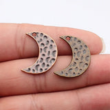 10pcs 25x19mm 2 Colors Antique Bronze Color Antique Copper Color Hammered Moon Charms For DIY Jewelry Making