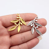 5pcs 39x30mm 2 Colors Antique Silver Color Gold Color Peace Olive Charms For DIY Jewelry Making
