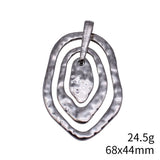 1pcs 68x44mm 2 Colors Rhodium Color Exaggerated Three-Layered Geometric Hollow Hammered Patterns Pendant