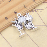 Kit de batería de instrumentos musicales, 10 Uds., 20x21mm, colgantes de Color plata tibetana, fabricación de joyería antigua, artesanía hecha a mano DIY