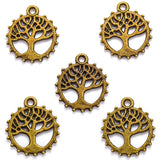 5 colors 30pcs Metal Life Tree Charms Antique Silver Plated Pendant For Jewelry Making Round Tree Necklace Charm 18*16mm Q246