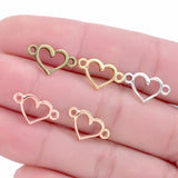 50pcs  5 color Heart-shaped connect Charms Necklace Pendant Bracelet Jewelry Making Handmade Crafts diy Supplies 14.5*8mm