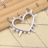 10 Uds. De dijes de espina, corazón de ronca, 21x28mm, colgantes de Color plata antigua, fabricación de joyería tibetana hecha a mano DIY