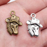 10pcs 23x16mm 2 Colors Antique Bronze Color Antique Silver Color Double Sided Cowboy Hat Horse Head Charms