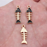 10pcs 24x8.4mm 2 Colors White Color Black Color Fish Bone Charms For DIY Jewelry Making